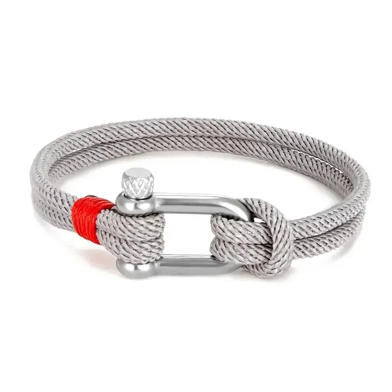 21cm U-Shape Titanium Steel Survival Bracelet for Men, Emergency Rescue Paracord Bracelet Outdoor Camping Gear