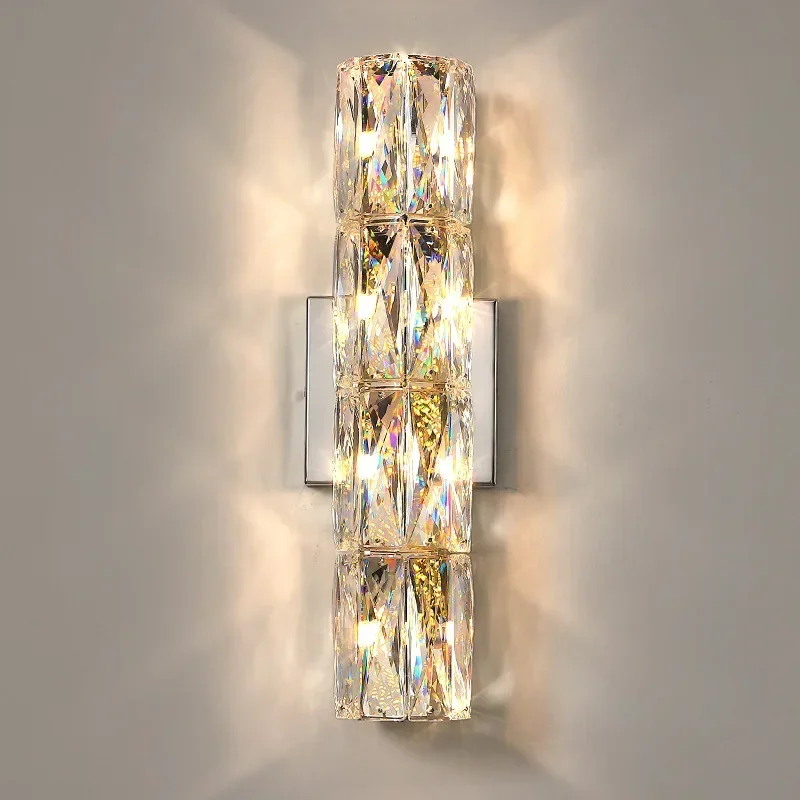 Modern High-end Crystal Wall Light Nordic Luxury Living Room Bedroom Bedside Long Wall Lamp Hotel Villa Corridor Bracket Light