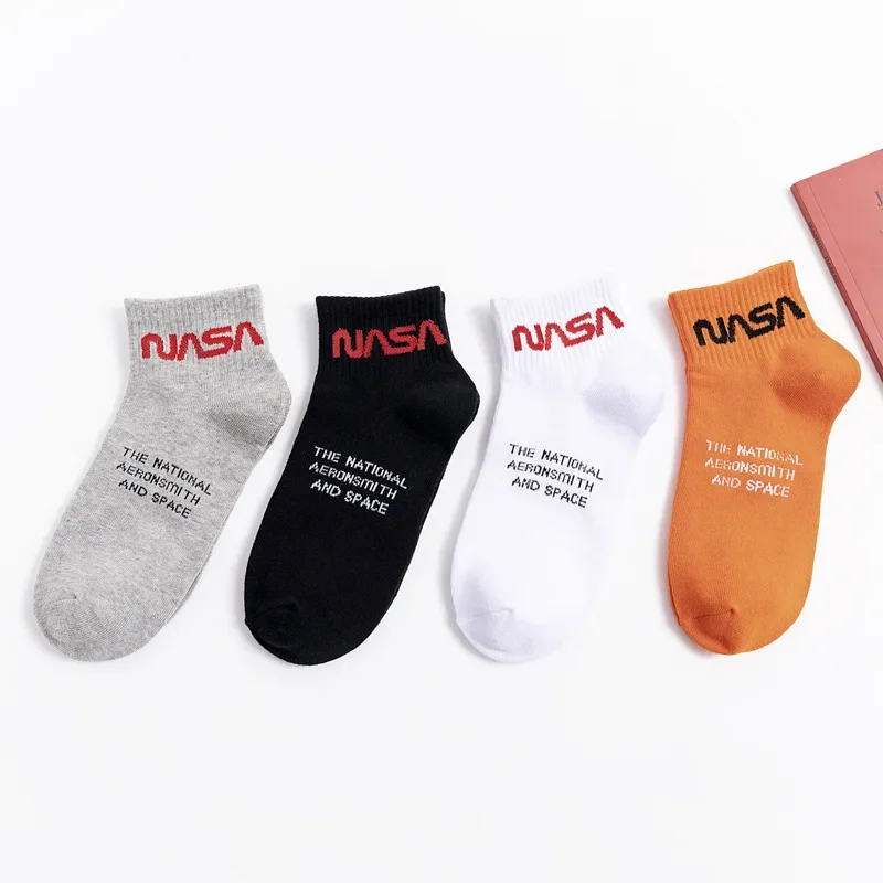 Trendy Heron Preston Short Socks NASA Letter Printed Cotton Sports Socks For Men Spring Summer Fashionable Pop-Socks