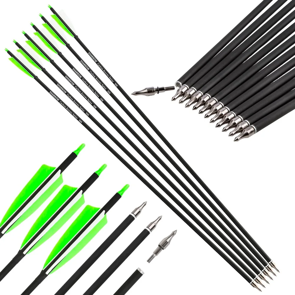 

Смешанные карбоновые стрелы Spine500 100Grain Arrowhead ID6,2 мм, Турция, стрела, перо, стрельба из лука, практика охоты на открытом воздухе, 6/12 шт.