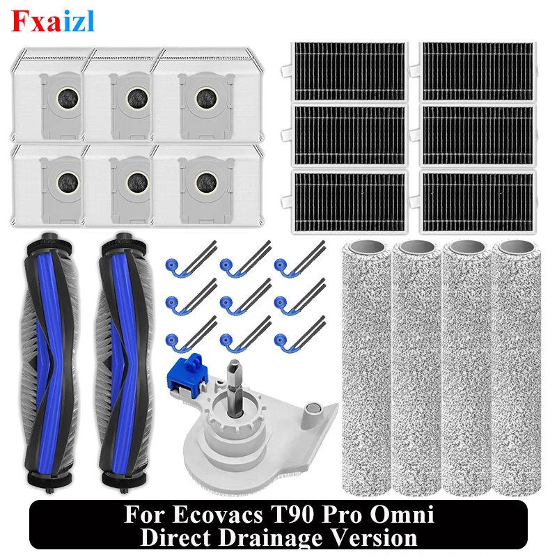 Passend für Ecovacs Deebot T90 Pro Omni / T90 Omni - (Version mit direkter Entleerung) Staubsaugerzubehör Bürste Filter Staubbeutel Rollenmopp