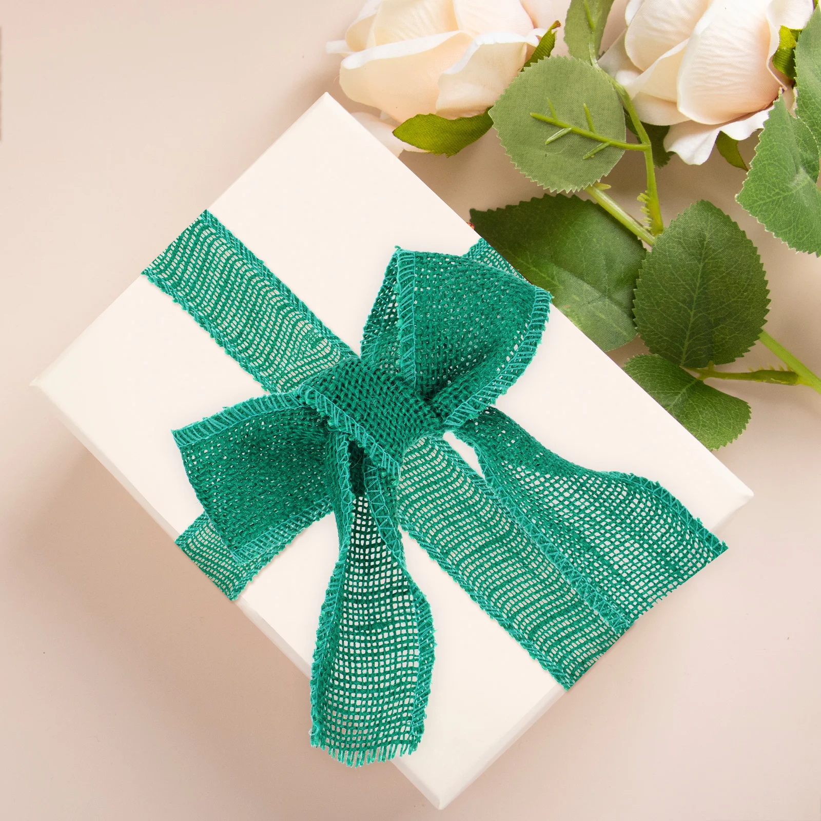 

2M Green Burlap Ribbon Jute Roll for Christmas Decoration Wedding Crafts DIY Wreaths Home Decor Natural Material Easy to Use