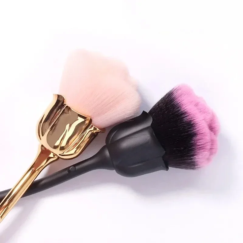 Rose-shaped Manicure With Nail Brush Art Brush Nail Accessories Tool Popular Round Makeup Polishing Dust Brush