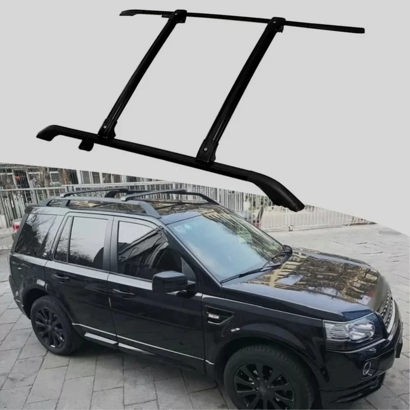 High Quality 4Pcs Aluminum Roof Side Rails and Aero Crossbars Set Anti-Rust Heavy Duty Fit Freelander 2 Car Top Luggage Carr