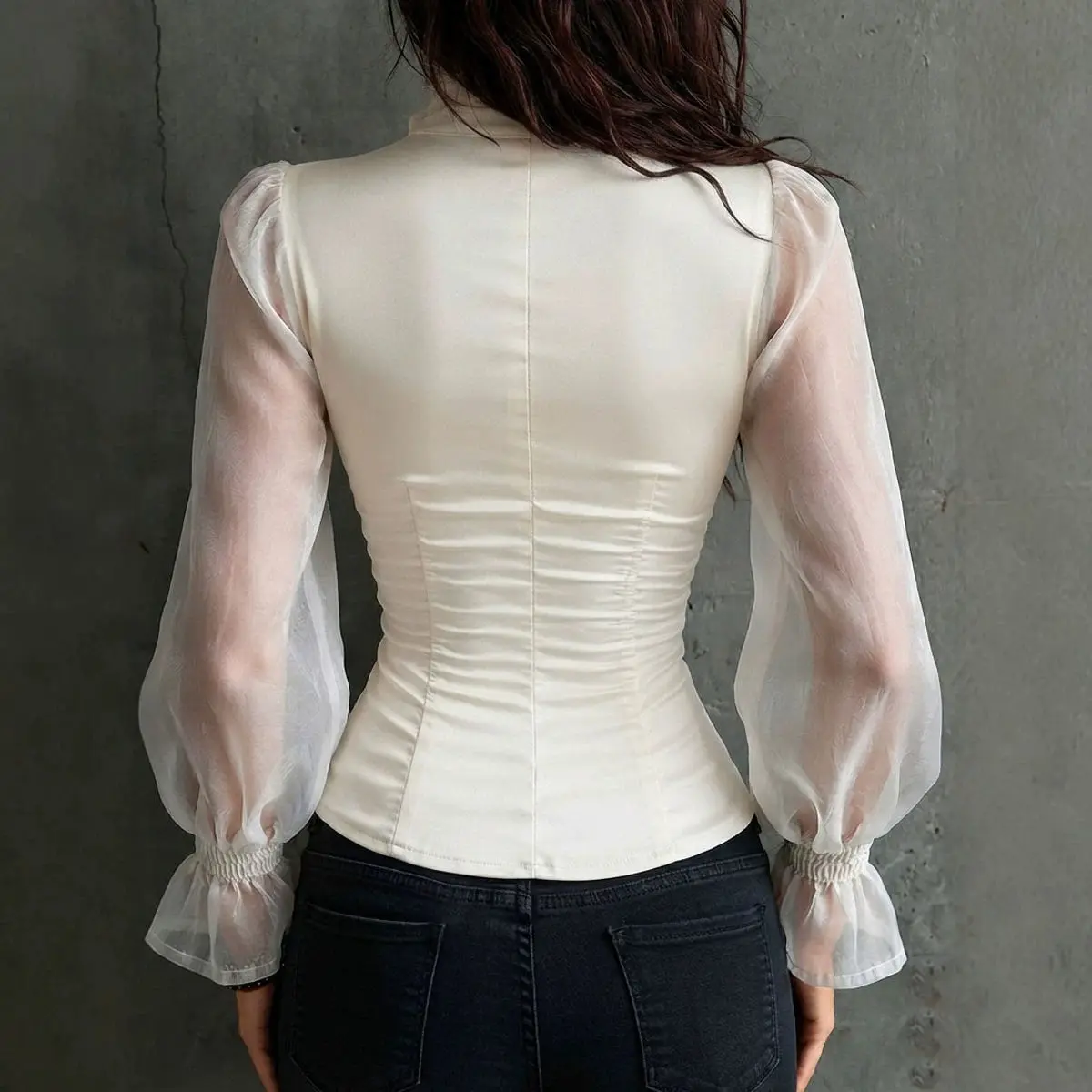 フランス製ホワイトコルセットトップス レディース ディープV - Corset Top Boned のレビューと価格