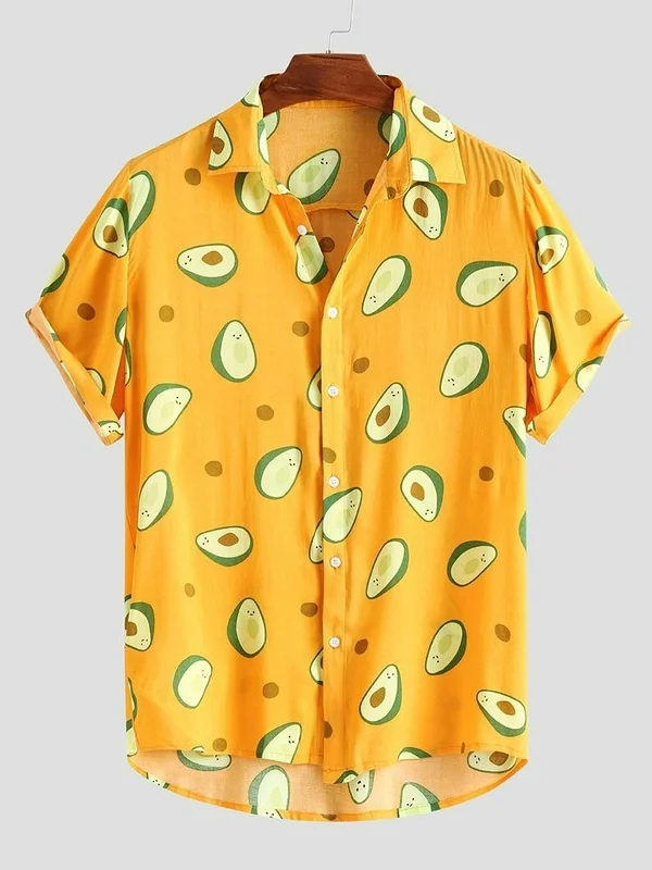 

Мужская летняя повседневная футболка с принтом авокадо, приталенная, из полиэфирного волокна, 50% полиэстер, молодежный стиль