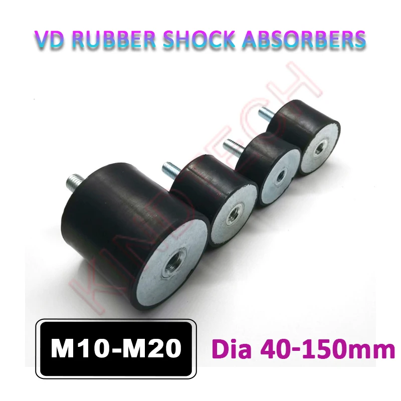 1Pcs M10 M12 M16 M20 Male-Female Thread Rubber Shock Absorber Crash Pad VD-Type Damper Anti Vibration Isolation Mount 40-150mm