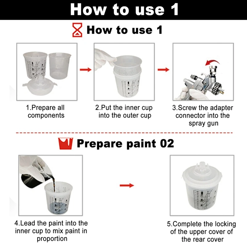 Master Paint System MPS Disposable Paint Spray Gun Cup Liners & Lid System, 50 Pack Mini Size 20 Ounce (600Ml) Kit