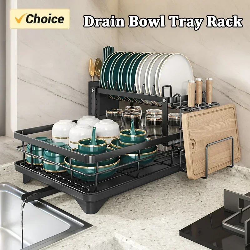 

2024 Dish Drying Rack Kitchen Adjustable Stainless Steel Cutting Board Organizer Dish Bowl Drainer Storage Rack Kitchen Utensils