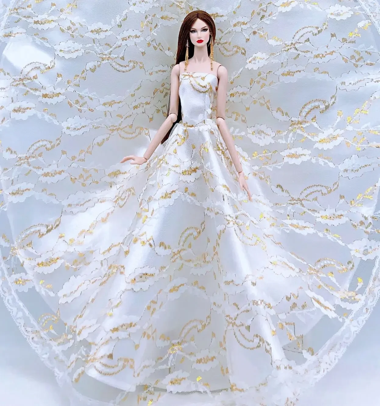 1/6 BJD Quần Áo Búp Bê Thanh Lịch Cưới Vàng Đảng Bầu Búp Bê Cho Búp Bê Barbie Quần Áo Công Chúa Váy Búp Bê 30Cm phụ Kiện