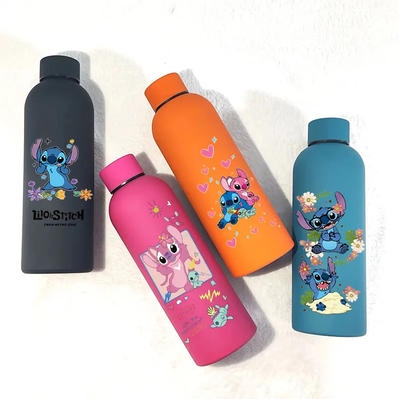 Lilo&stitch Insulated Cup Angel Sports Small Mouth Bottle Colour Double-layer Vacuum Stainless Steel Cola Coffee Frosted Bottle