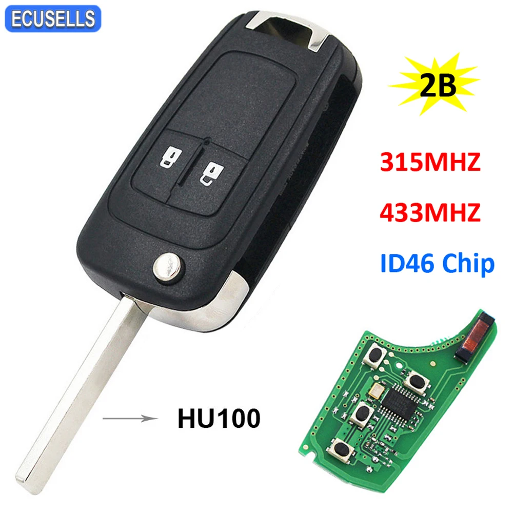 Ecusells Remote Car Key 315Mhz 433Mhz ID46 Chip for Opel Vauxhall Adam Astra J Cascade Corsa E Insignia Karl Mokka Zafira HU100