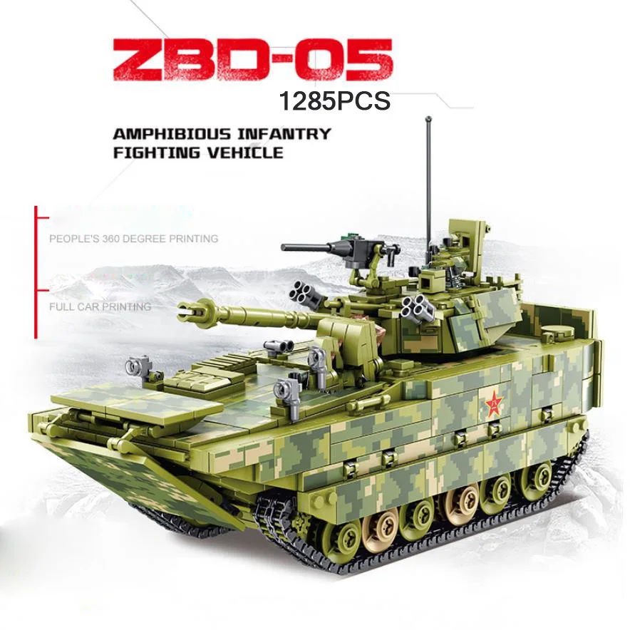 World War China ZBD-05 Amphibious Infantry Fighting Vehicle Modern Military Model Building Block WW2 Army Figures Brick Toys