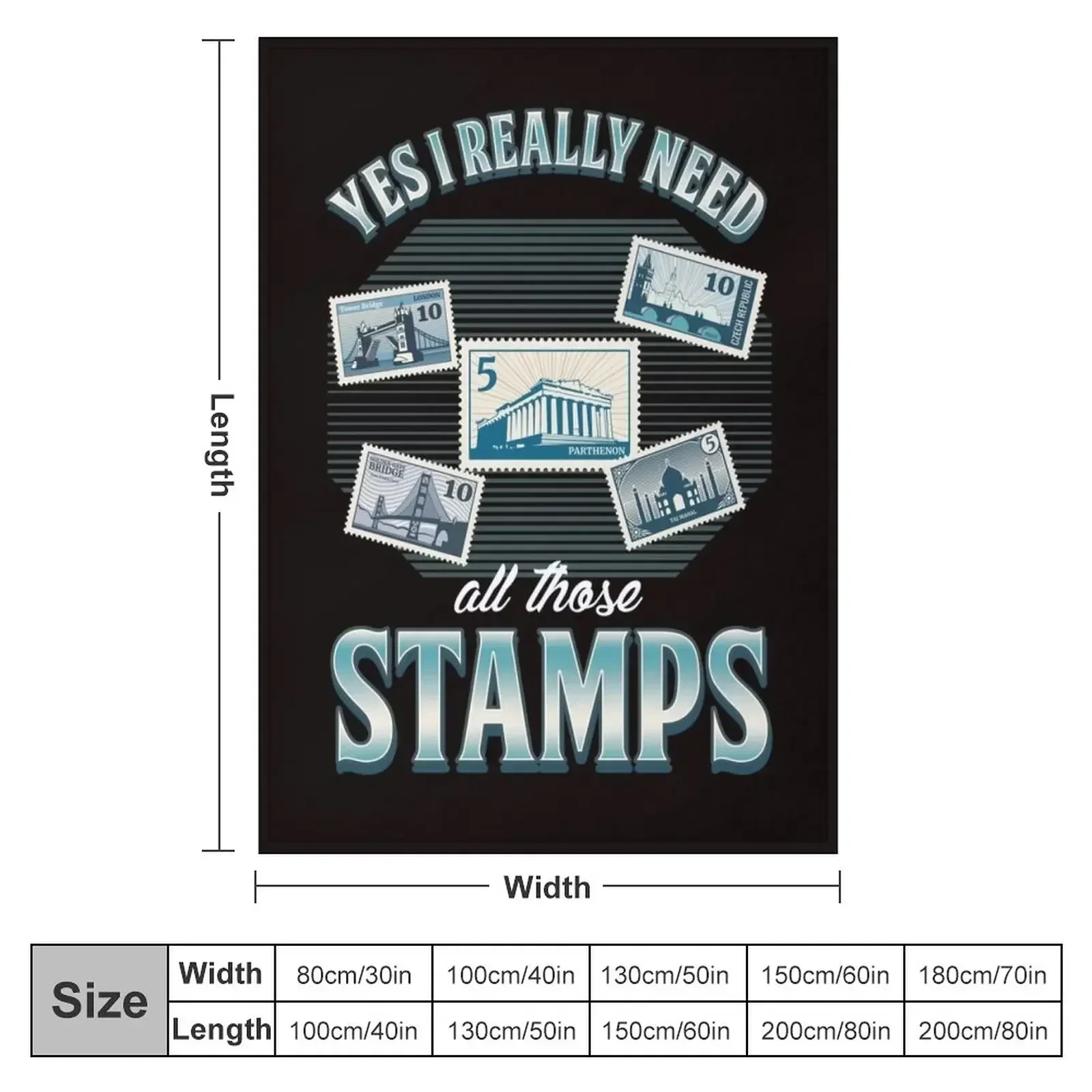 Stamps Collecting Hobby Postal Stamp Collector Philatelist Throw Blanket