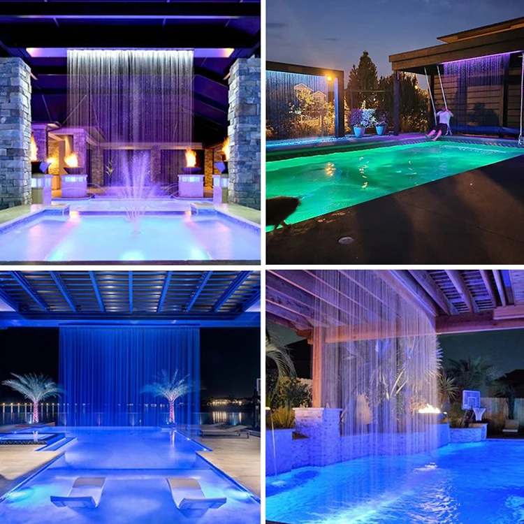 hotel/villa/hall garden wall decoration multifunctional artificial waterfall fountain SS304 string water curtain light