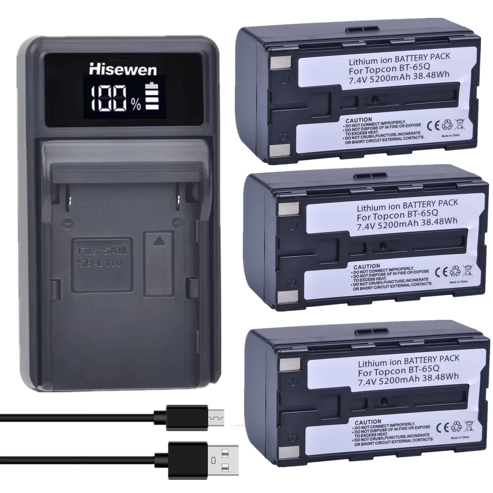 5200mAh BT-65Q Rechargeable Li-ion Battery+Charger for Topcon GTS 900 7500 GPT-7000i GTS-750 FC 200 2200 2500  7500 GTS-750