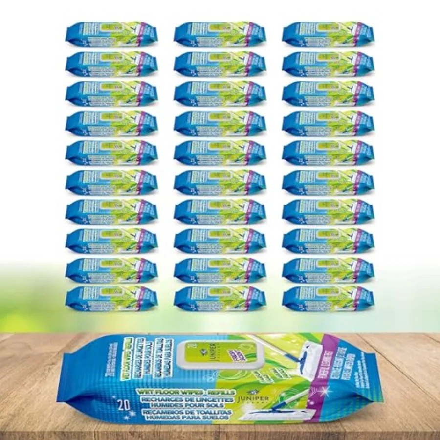 

Juniper CLEAN Wet Floor Wipes, Multi Surface Floor Cleaner Wet Mop Pads Fit Swiffer Sweeper Mop, Fresh Scent and Plant-Based Te