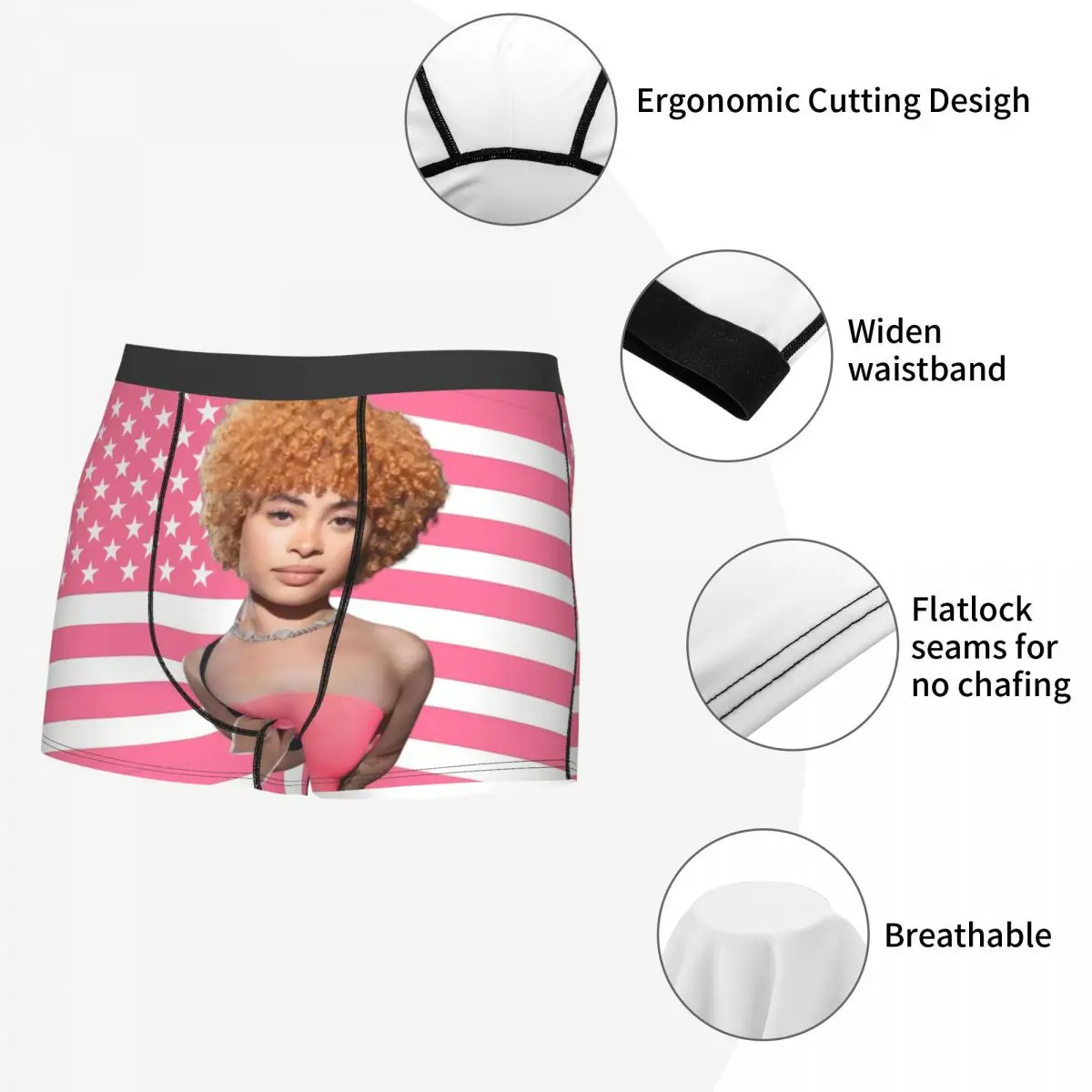 Ice Spice Pink American Flag Men Boxer Briefs Cozy Underpants