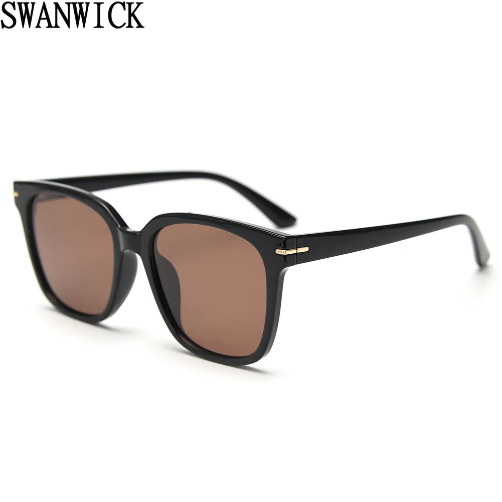 

Swanwick Korean retro big frame sunglasses polarized men black brown square sun glasses for women TR90 2024 unisex summer