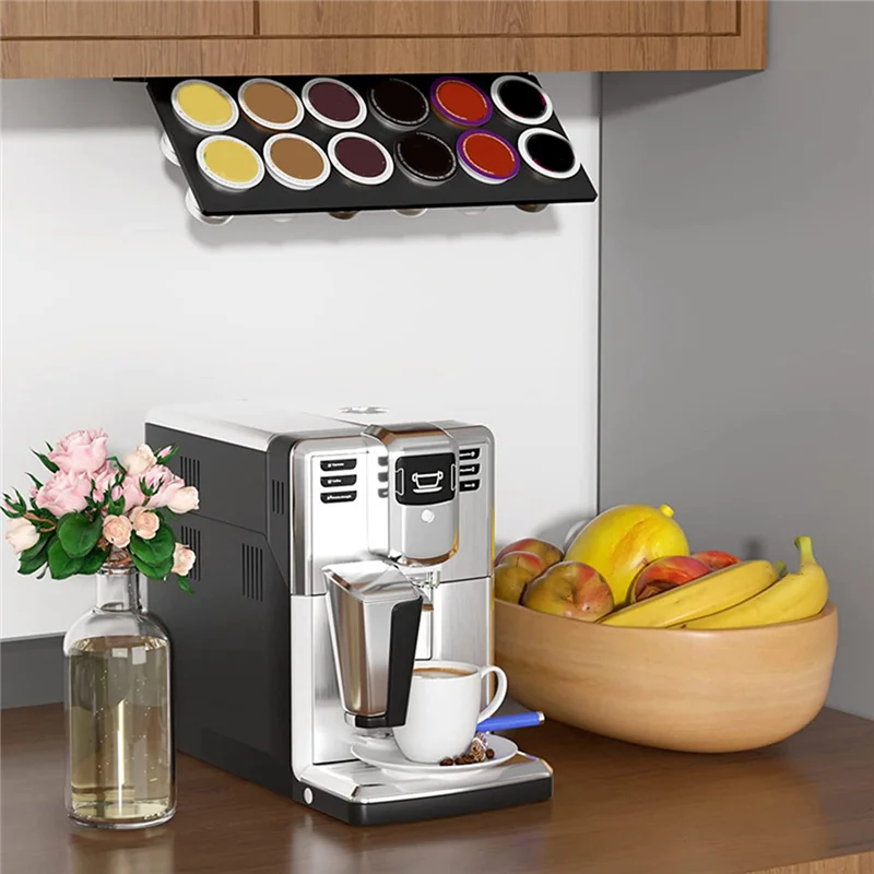 Подставка для чашки ABHU K, подставка для хранения кофе под шкафом, совместимая с 12 капсул для чашек, компактная стойка для капсул для кофе