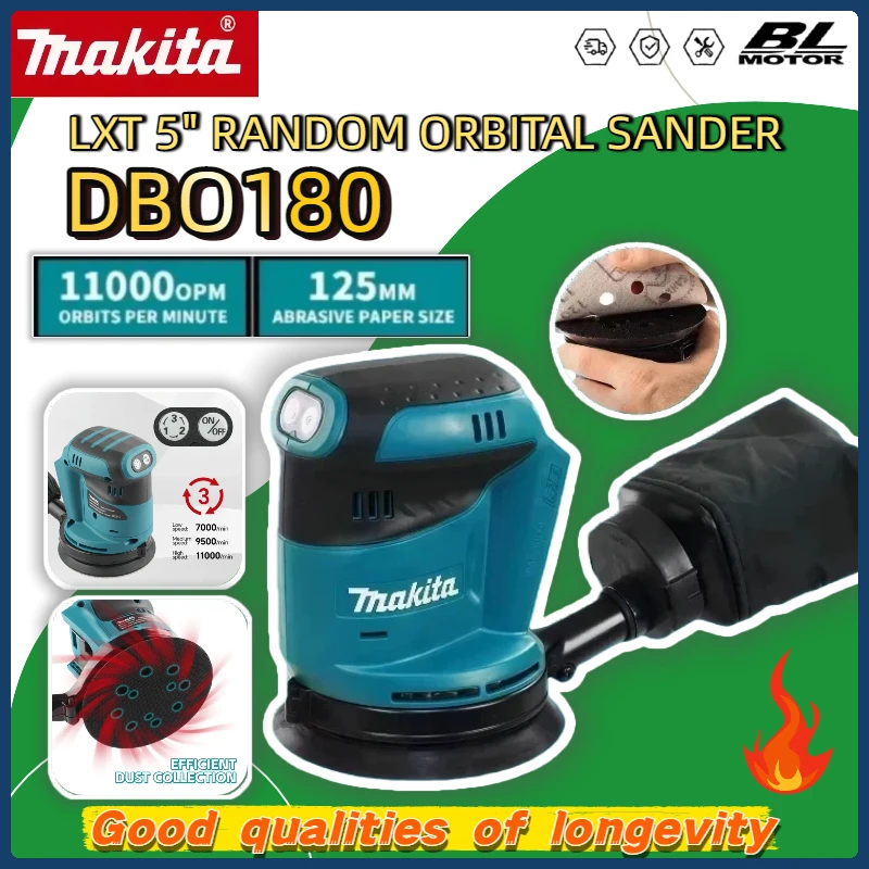 

Makita DBO180Z Бесщеточный перезаряжаемый диск Случайная орбитальная шлифовальная машина Беспроводная деревообрабатывающая шлифовальная шпатлевка Полировальный инструмент для 18 В