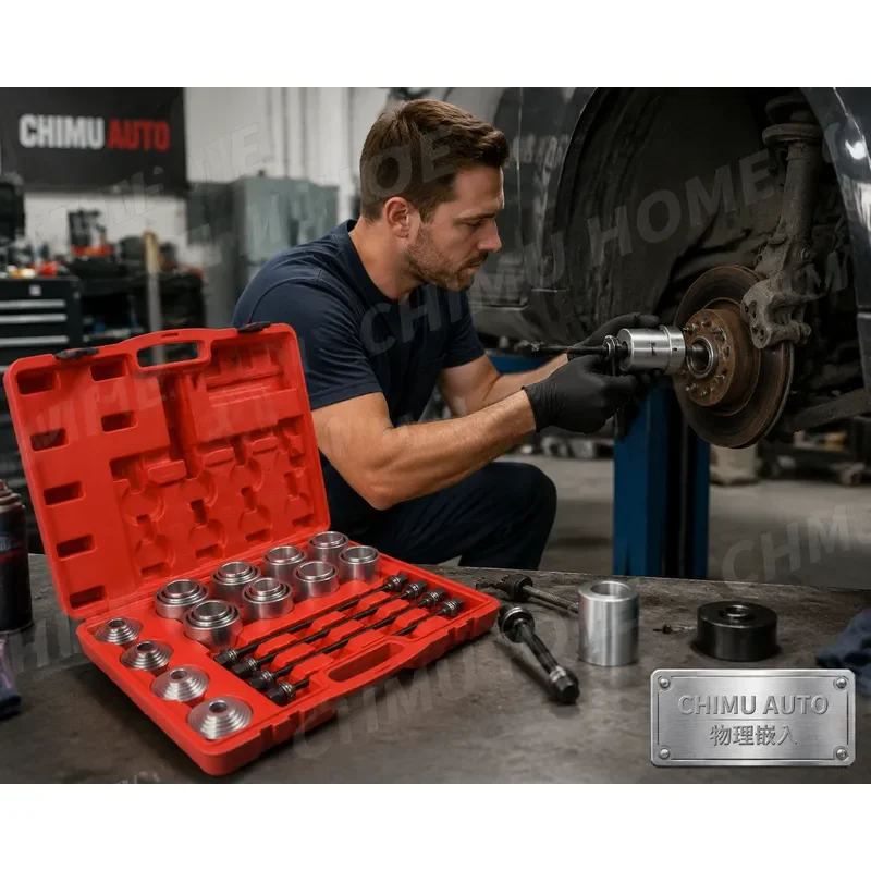 【CHIMU AUTO】27Pcs Universal Car Bushing Tool Set Reinforced Press and Pull Sleeve Kit for Rubber Bushing Extractor