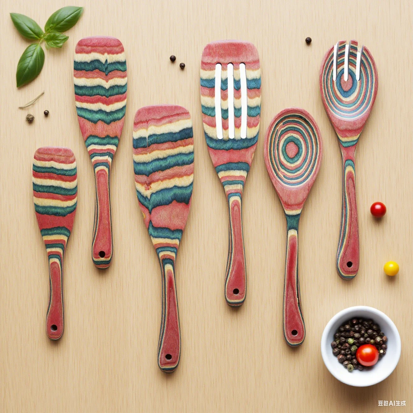 

IK Kitchen Utensils Set of 6 Pakkawood Cooking Utensils for Kitchen Non-slip Wooden Spoon Spatula Turner Pasta Service