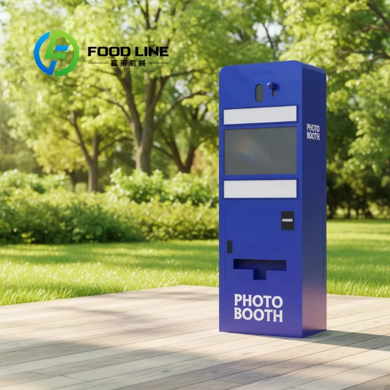 

Вертикальная компактная фотобудка самообслуживания с сенсорным экраном 2K/4K, камерой и принтером, синяя, для торговых центров и аркад, с возможностью индивидуальной настройки