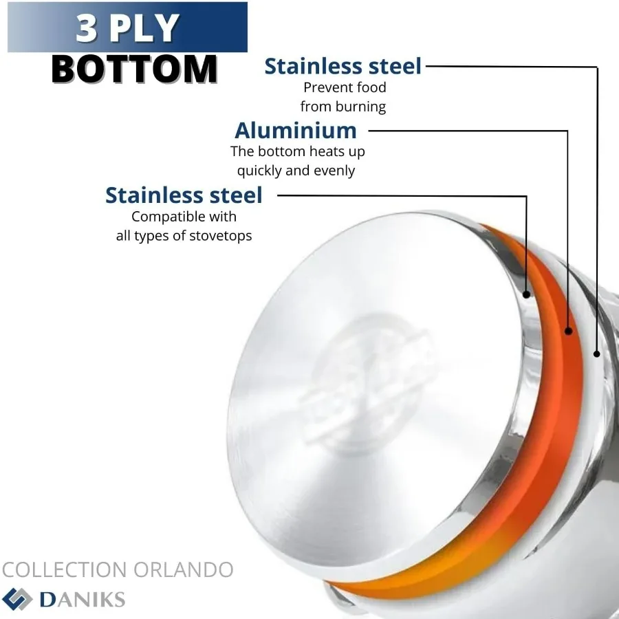 مجموعة أواني الطبخ التعريفي المصنوعة من الفولاذ المقاوم للصدأ مكونة من 11 قطعة من أورلاندو - قدر آمن للاستخدام في غسالة الأطباق، مقلاة، أوعية بمقابض مقاومة للحرارة، Gla #6