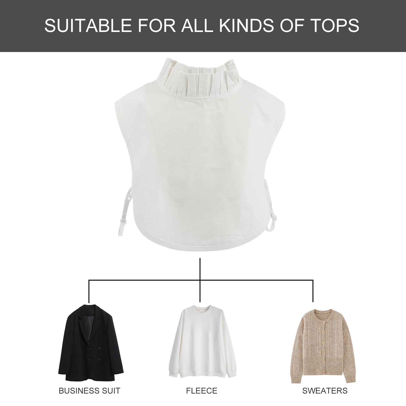 1 قطعة حافة خشبية وهمية طوق للنساء أنيقة انفصال فو طوق تنفس مكتب ارتداء نصف قميص بلوزة الإكسسوارات شعبية