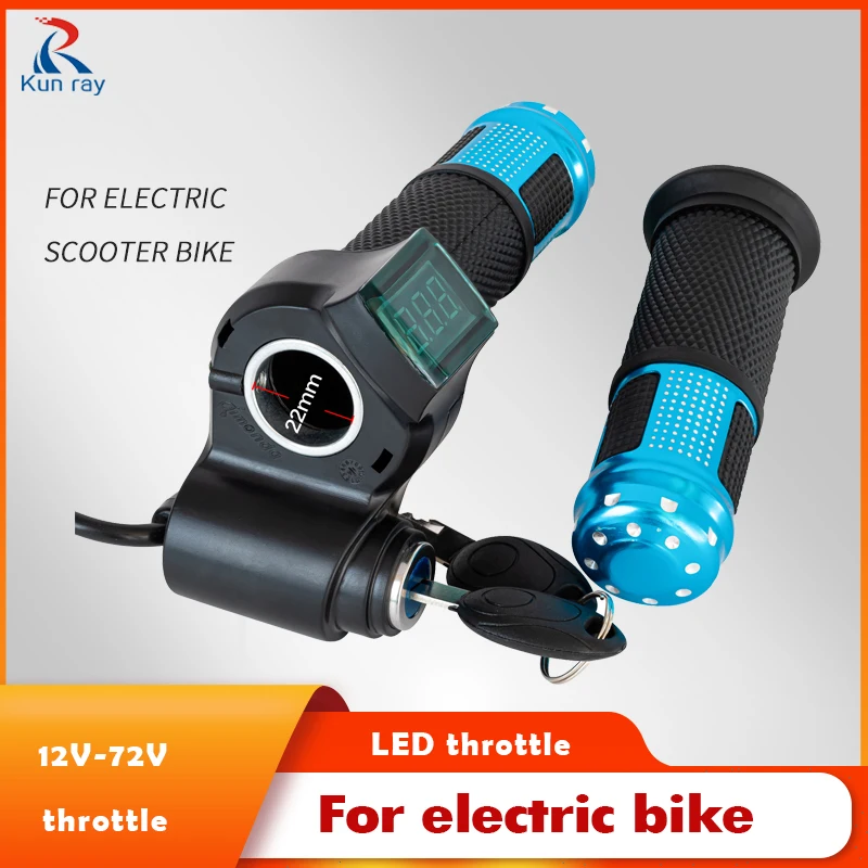 EBike Twist Throttle for Electric Bicycle, Accelerator Gas Handle, Electric Bike Kit, 24V, 36V, 48V, 72V