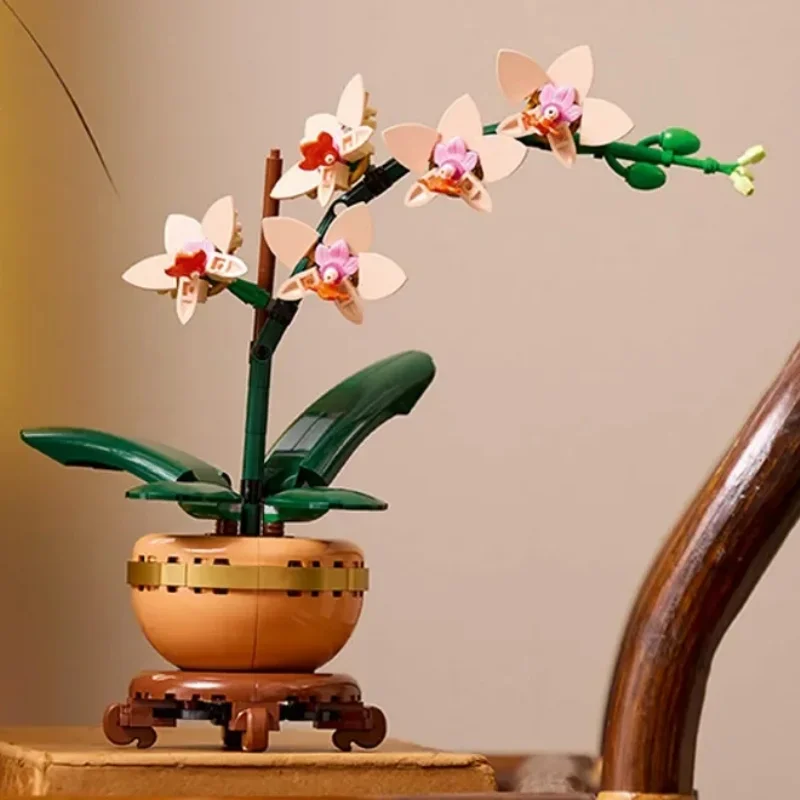 

Flower and plant series 2025 new product elegant orchid potted DIY adult assembling building blocks decompression artifact