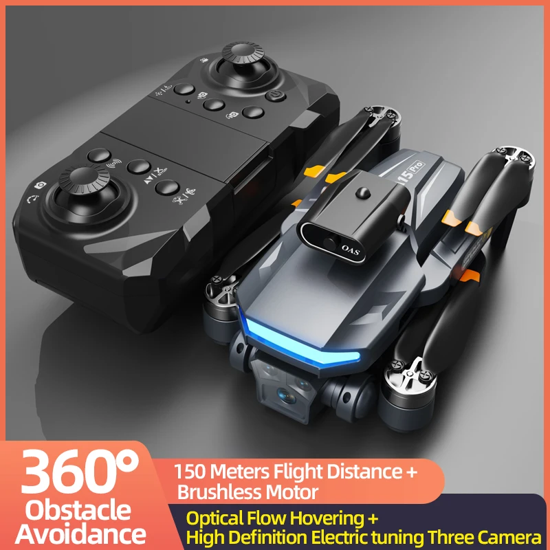 A15 Drone Three cameras brushless motor folding quadcopter fixed-point hovering 360-degree laser obstacle avoidance Drone gift