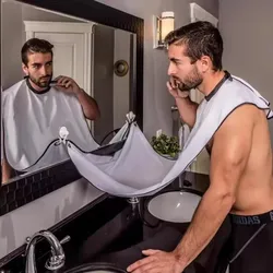 Male Shaving Apron Beard Catcher Cape Care Bib Face Shaved Hair Adult Shaver Cleaning Hairdresser Man Clean Beard Apron Mirror