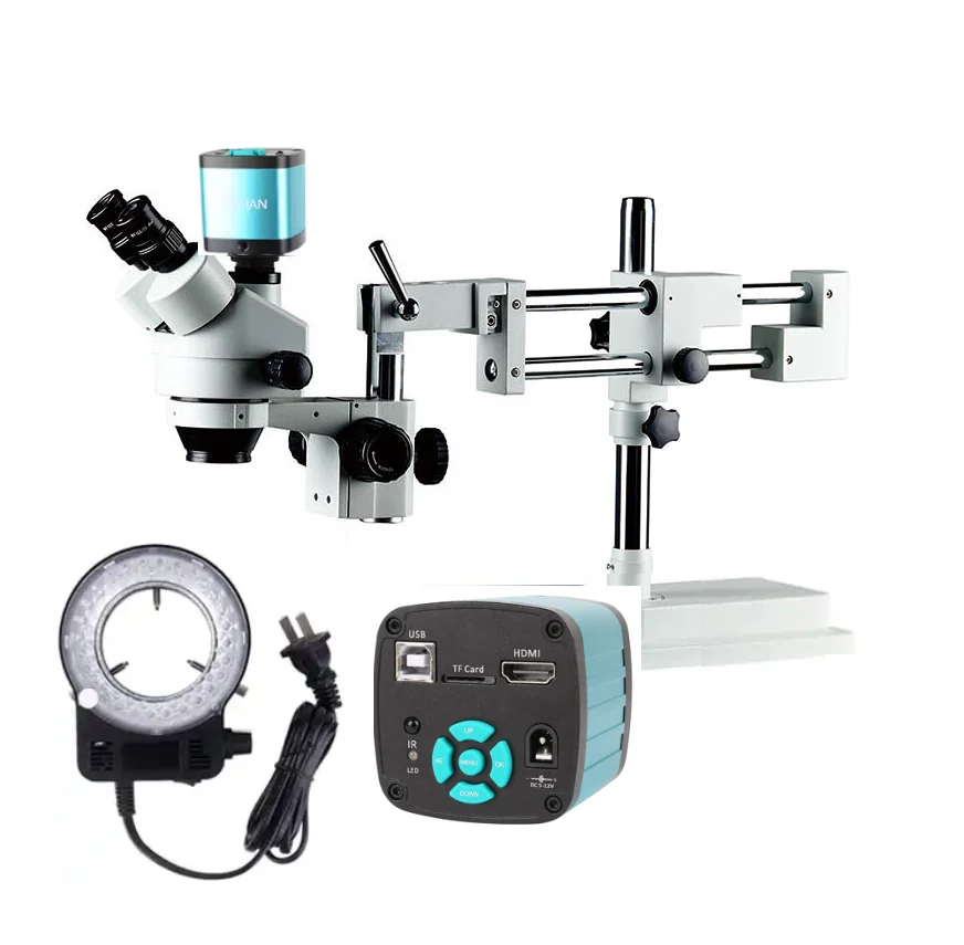

7X-45X Trinocular Microscope Dual Arms 48MP 4K Electronic Digital CameraWatch Repair Details Magnifying Metal Bracket