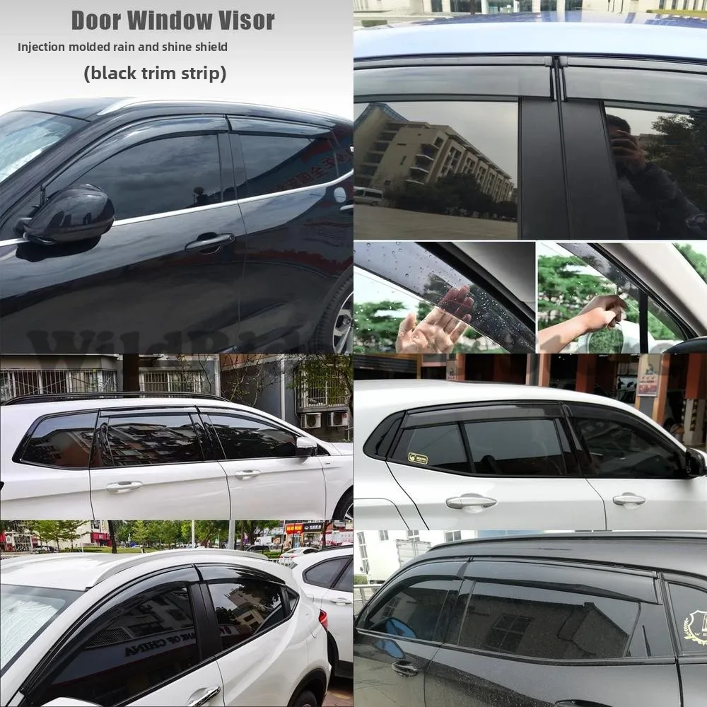 1 set Order Window Visor Rain Shield Thickened Injection Molding Black Glossy Strip Rain Deflector for Export