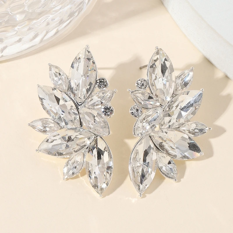 1 Pair Of Ins Wind Geometric Alloy Gold Plated Colored Glass Drill Fashion High Quality Sense Of Earrings