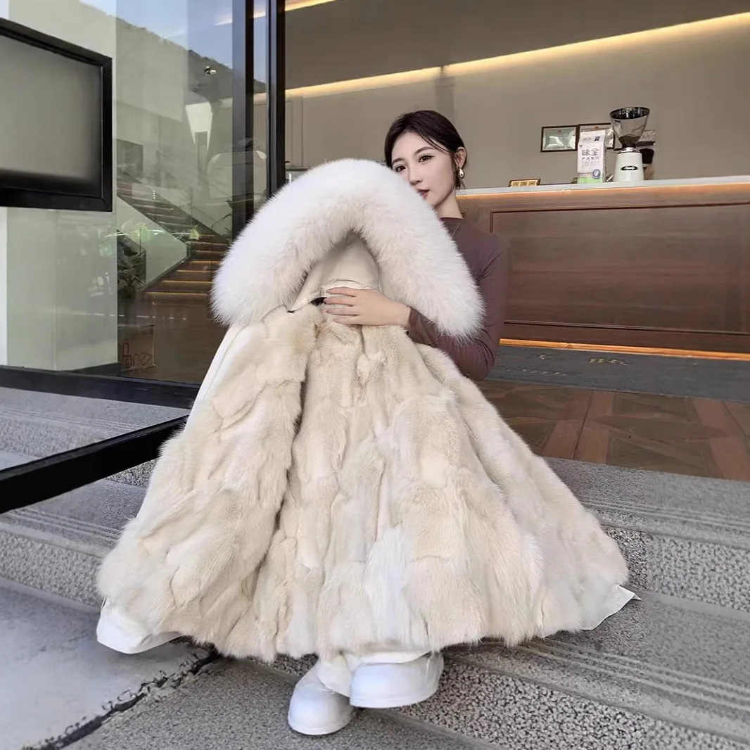 سترة نسائية شتوية من فراء الثعلب، معطف داخلي من الفرو الحقيقي والعشب قابل للفصل، موديل شاب سترة فضفاضة طراز 2025 جديد #4