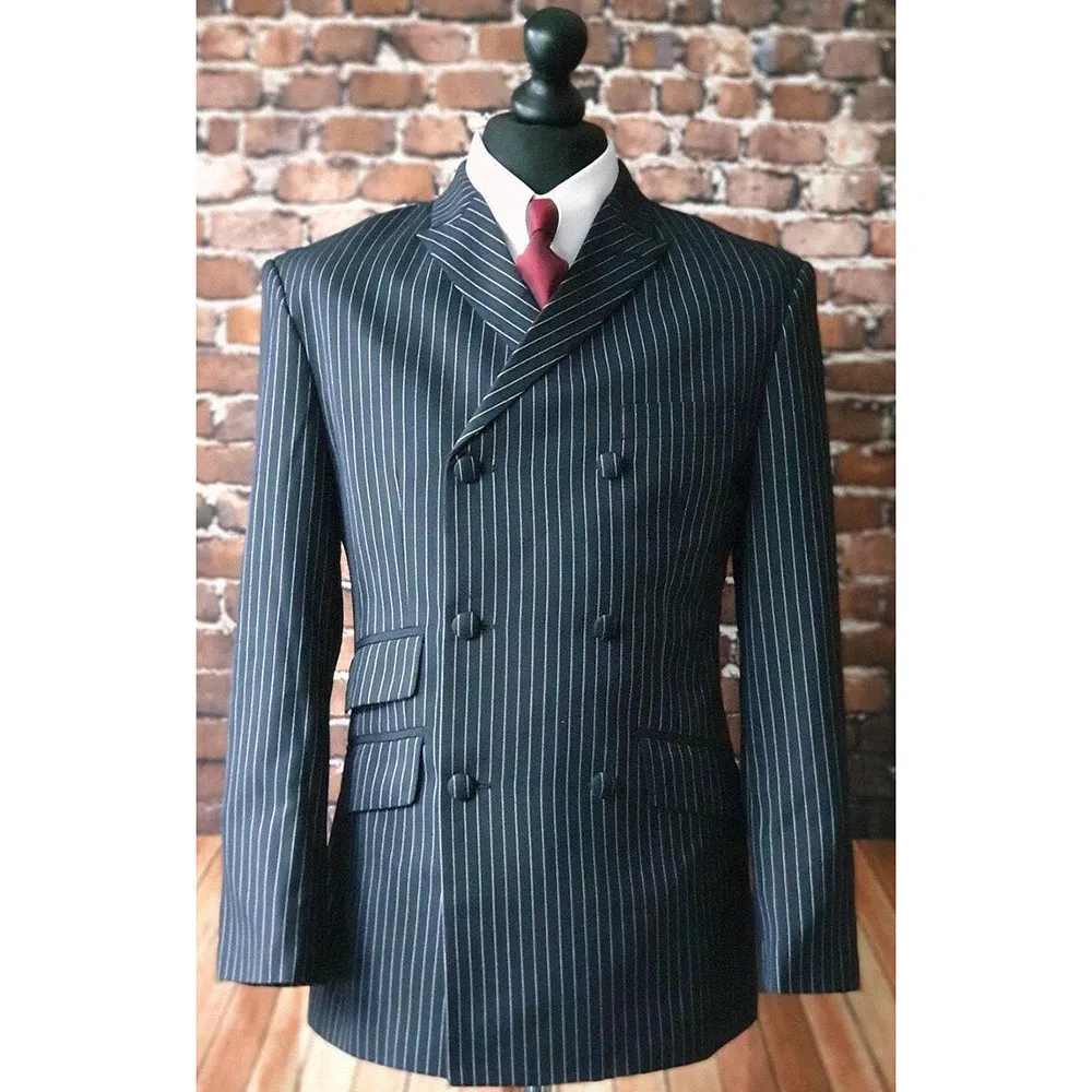 

Luxury Stripe Men Suits Peak Lapel High Quality Business Daily Double Breasted Formal Occasion 2 Pieces Jacket Pant Elegant