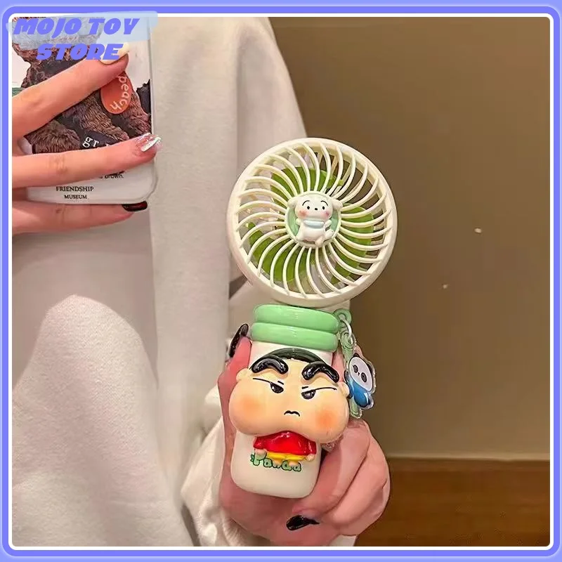 Crayon ShinChan Hellokitty Anime Peripheral Cute Quiet Strong Wind Student Portable Handheld Fan Give Away To Best Friend