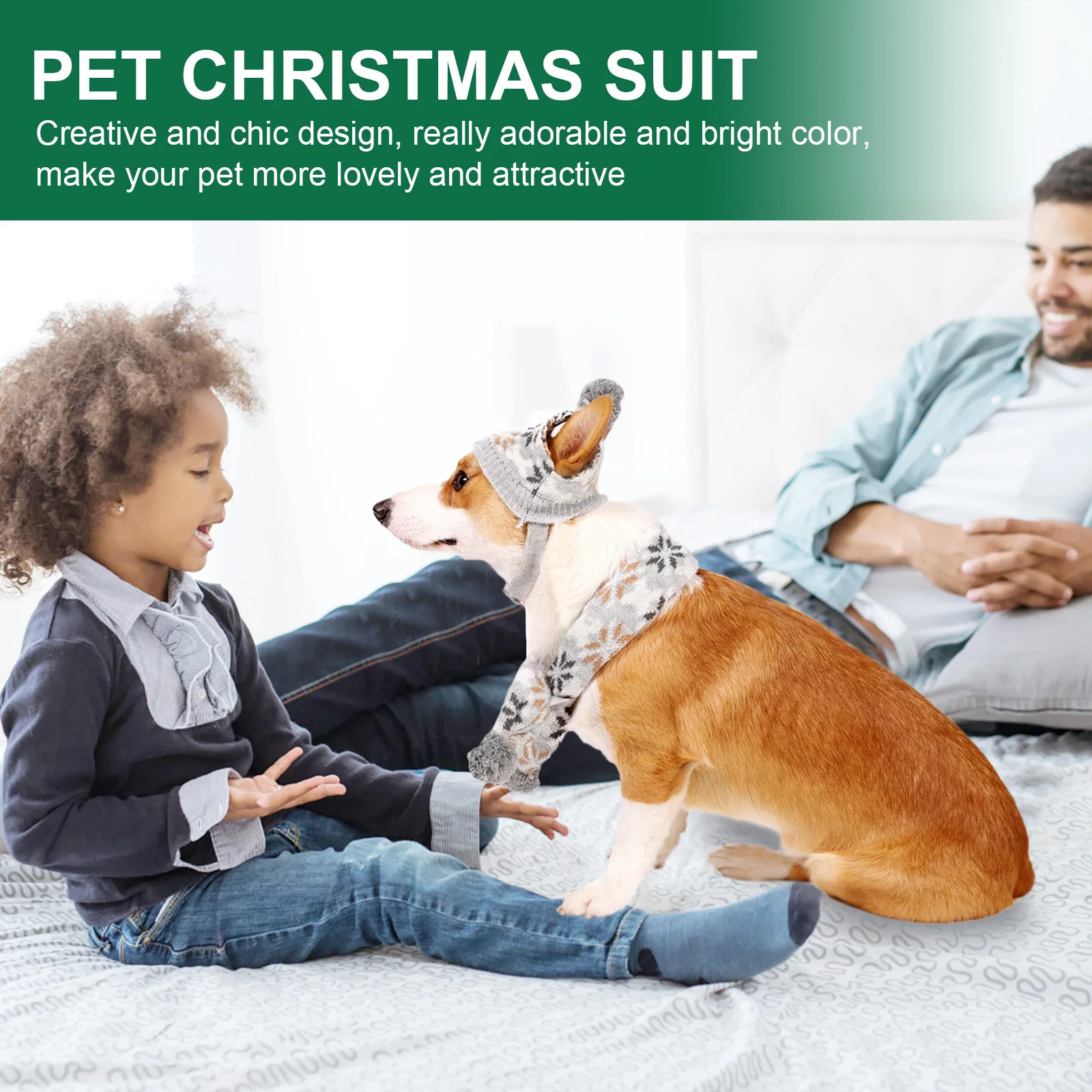 

1Set Pet Scarf and Hat Set Bright Color Xmas Puppy Accessories Christmas Dog Costume Supplies Pet Scarf and Hat