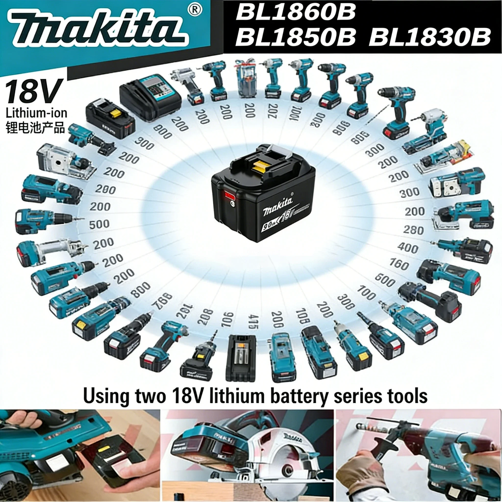 

100% Genuine Makita 9Ah for Makita 18V Battery BL1860B BL1840 BL1830B BL1850B BL1850 BL1860 BL1815 Replacement Lithium Battery