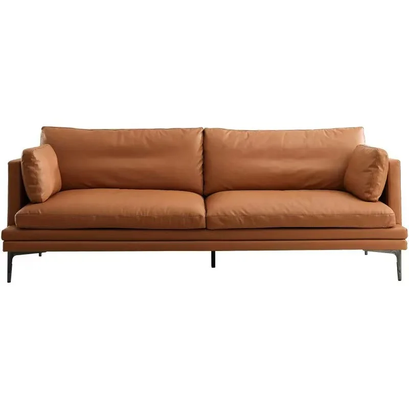 

Nordic leather sofa first layer cowhide small apartment living room three double modern simple light luxury minimalis