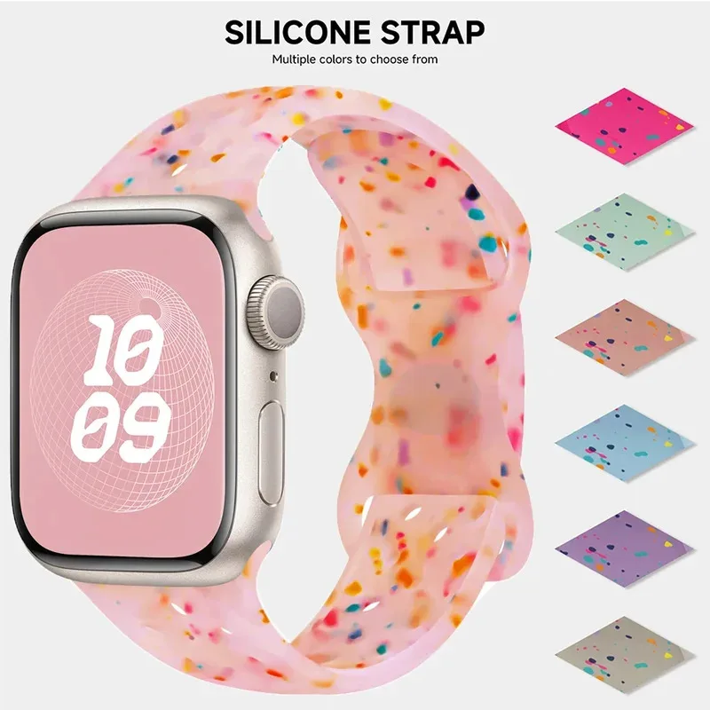 

Original Silicone Strap For Apple Watch Band 44mm 45mm 40mm 41mm 38 42mm Correa Breathable iwatch series 9 8 SE 7 6 Ultra 2 49mm