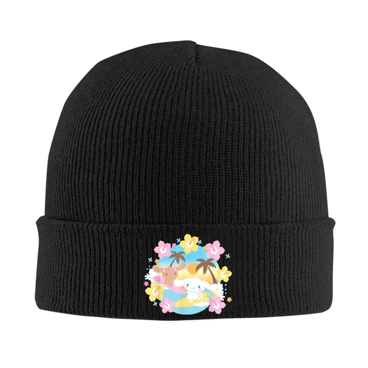 

Kawaii Cinnanoroll Surfing Knitted Hat Beanie Winter Hats Warm Acrylic Hip Hop Cute Cartoon Cap for Men Women Gifts