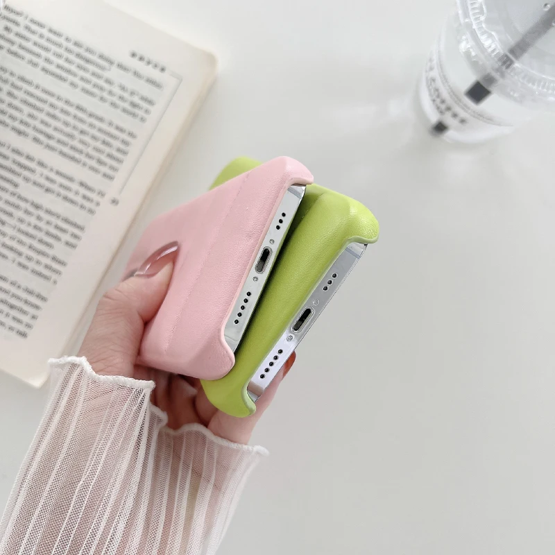 Luxury Solid Color Matte Leather Down Jacket Hard PC+Soft TPU Phone Case For iPhone 16 Pro Max 14 11 12 13 15 Pro Max Back Cover