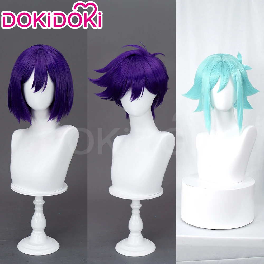 IN STOCK Basil Hero Kel Wig Game OMORI Cosplay Wig DokiDoki Cosplay Short Blue Purple Hair Basil Hero Kel Cosplay Free Wig Cap