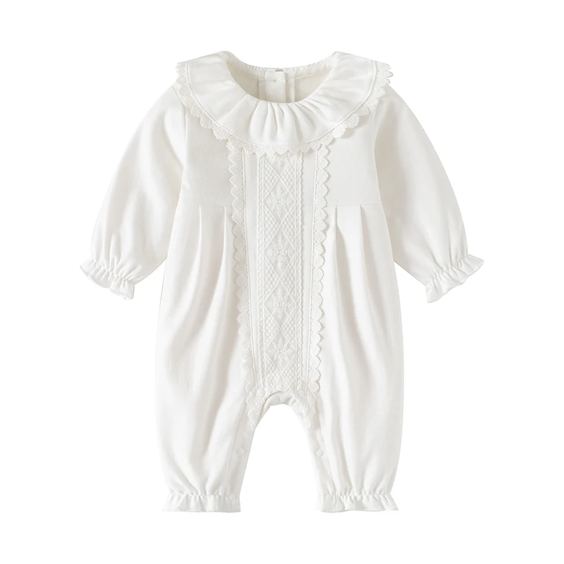 

2025 New Autumn 0-24M Baby Girls Clothing Infant Baby Girls Jumpsuit Long Sleeved Lace Splice Toddler Baby Girls Romper