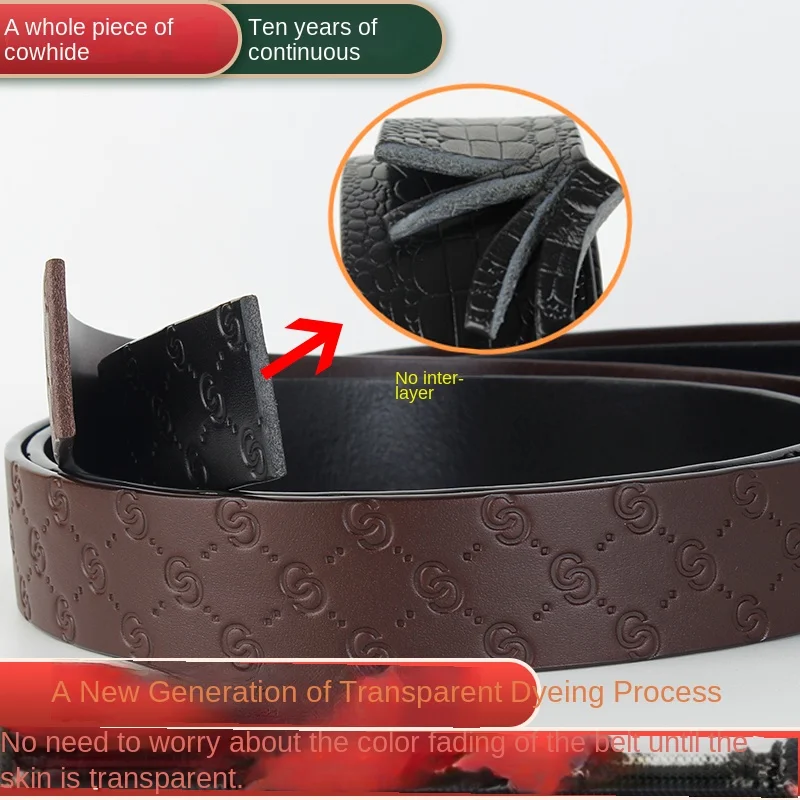 35mm/38mm width men's and women's pin buckle belt brand high-end belt black soft cowhide men's belt body buckleless belt