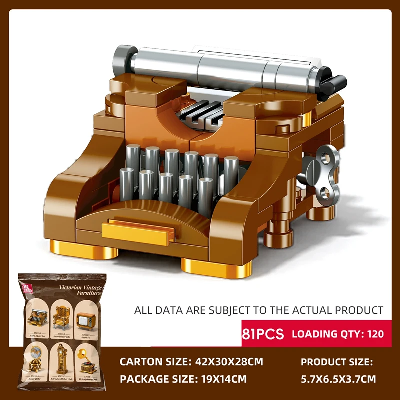 Zrób to sam Retro Elektryczna Maszyna do Pisania Urządzenia Elektryczne Skórzana Sofa Kula Ziemia Meble Gramofon Telewizor Klocki Konstrukcyjne Modele Zestawy Klocków Zabawki